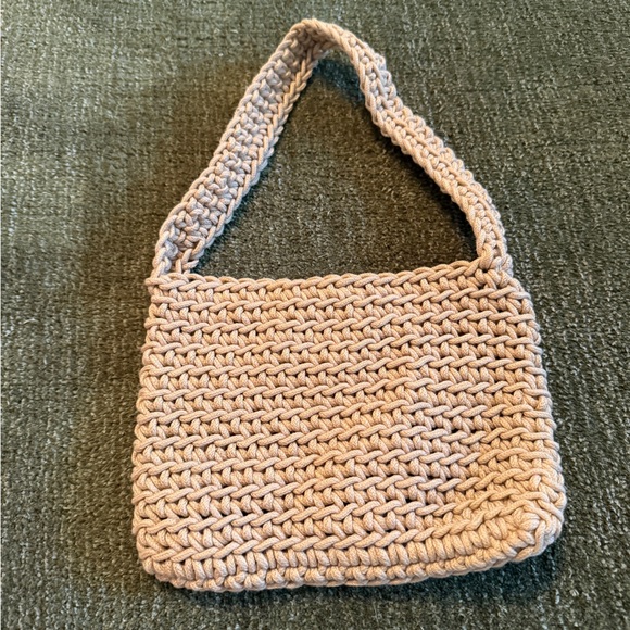 Hand‑Crocheted Tan Mini Purse - Picture 2 of 3